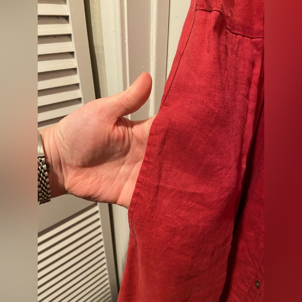 J. Jill Love Linen Tie-Front Red Dress - Picture 4 of 6